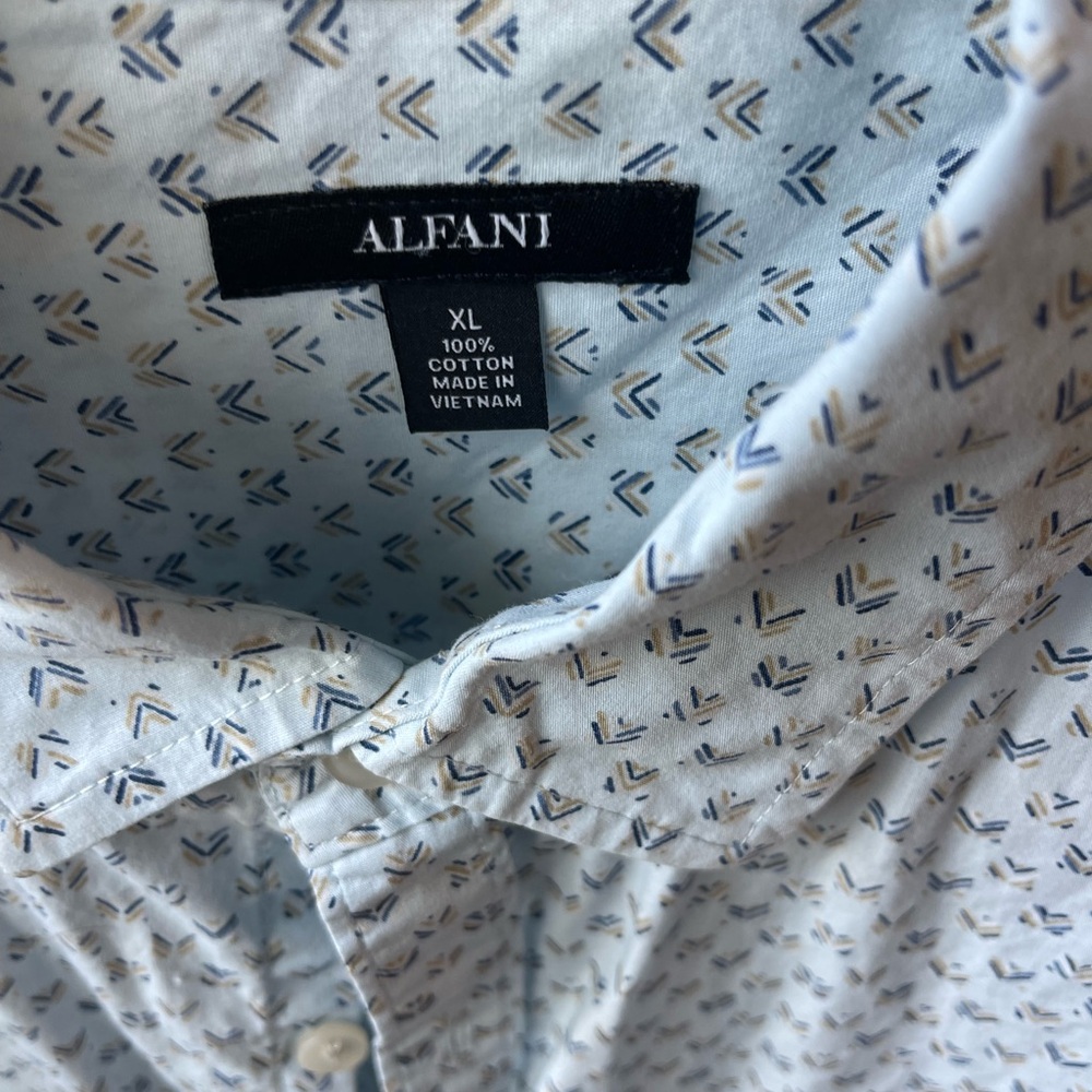 Alfani Blue Casual Button Down Shirt with Pattern